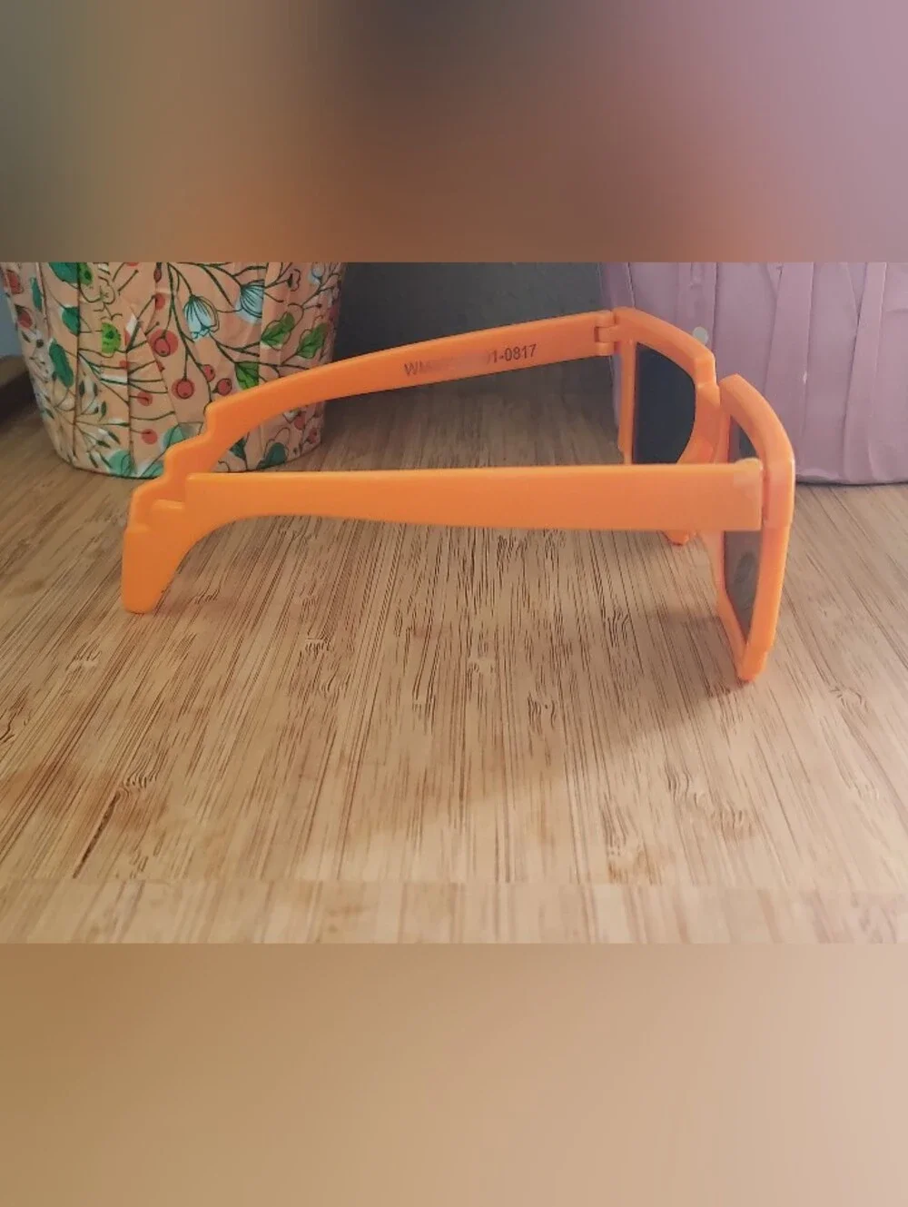 Bold Pixelated Square Sunglasses in Bright Orange
